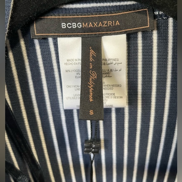 BCBGMaxazria Women's Small "Angel" Cardigan Wrap Sweater Blue/White Stripes - Picture 3 of 5